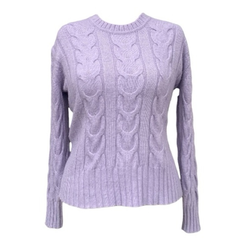 Banana Republic Soft Lavender Purple Cable Knit Sweater Pullover Size Large